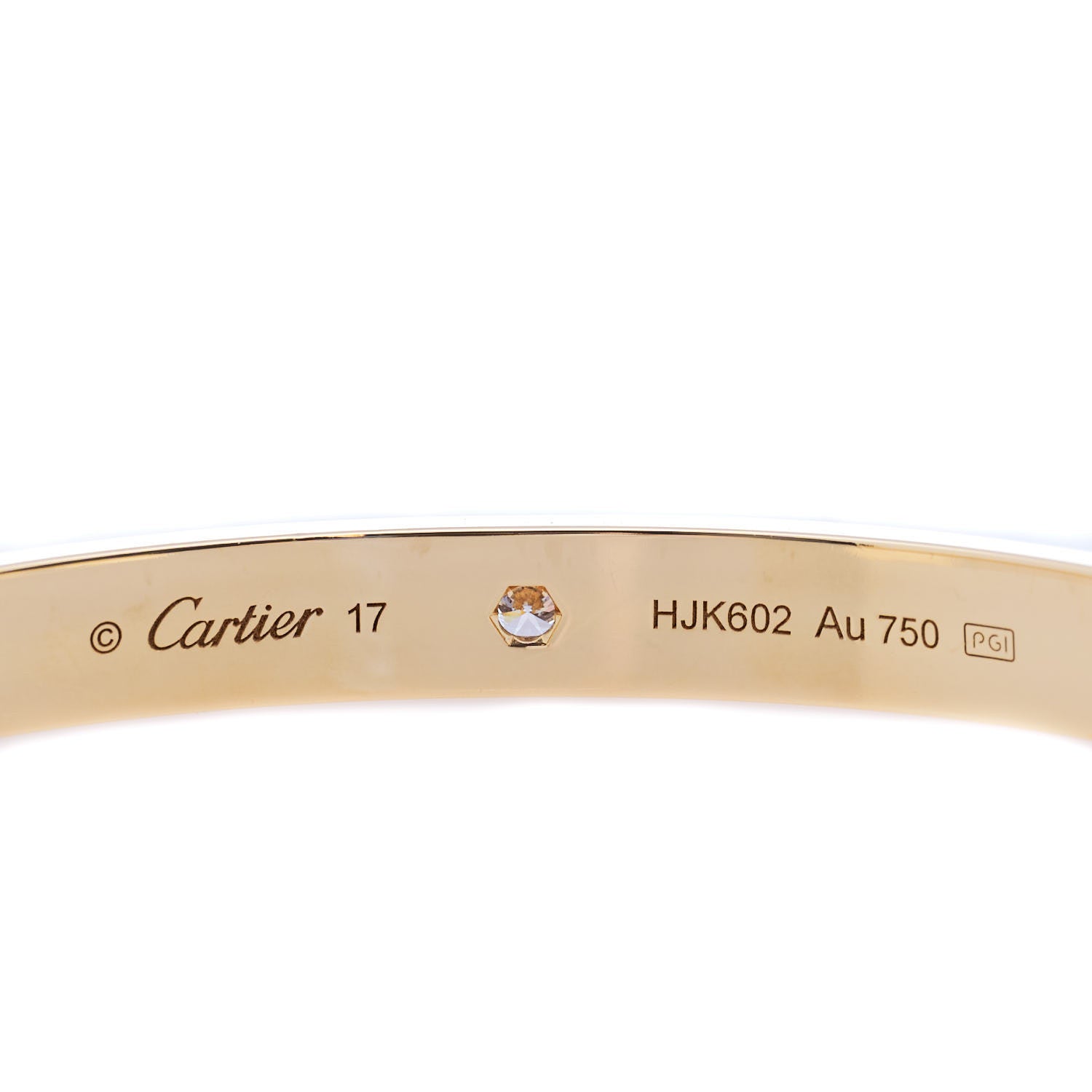Cartier 18K Yellow Gold 1 Diamond LOVE Cuff Bracelet 17 3 of 4