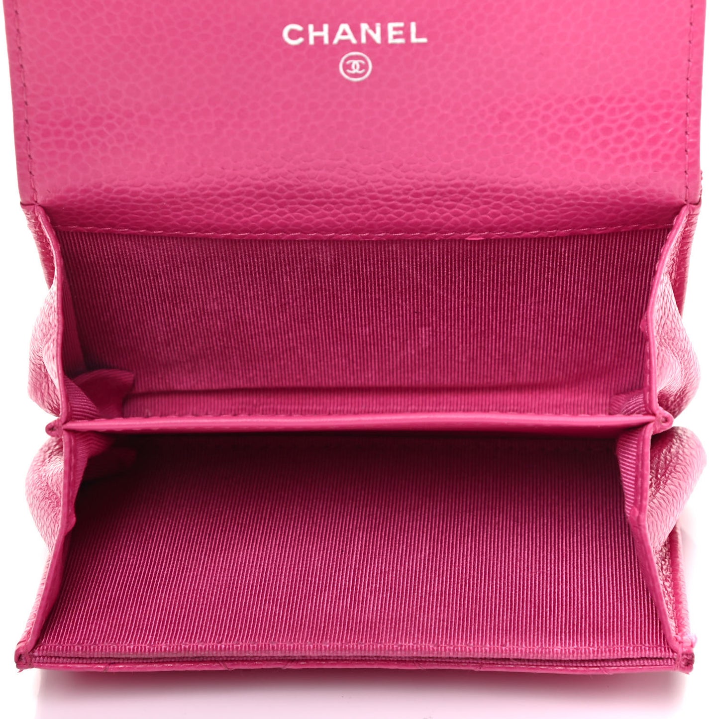 Caviar Quilted Flap Card Holder Wallet Pink