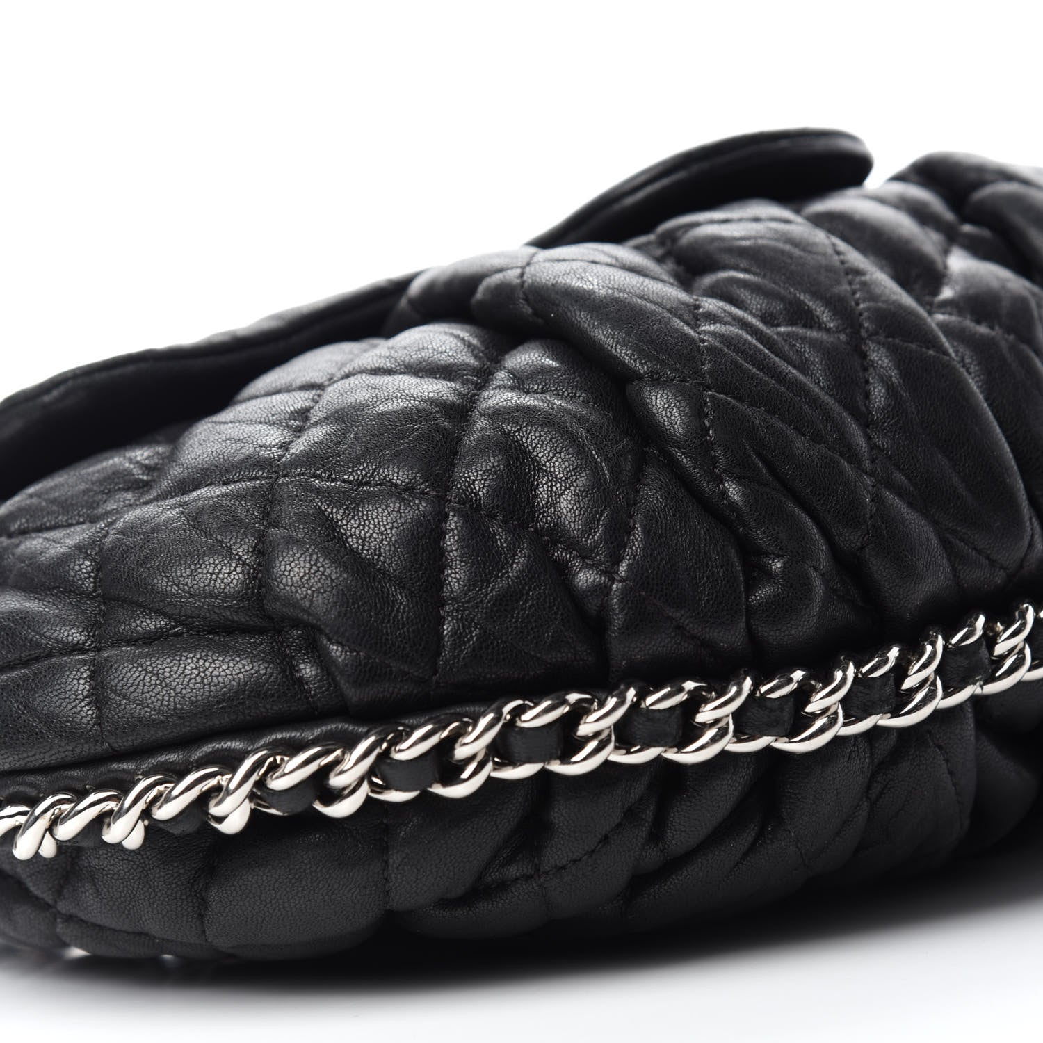 Chanel Washed Lambskin Quilted Medium Chain Around Messenger Black 6 of 12