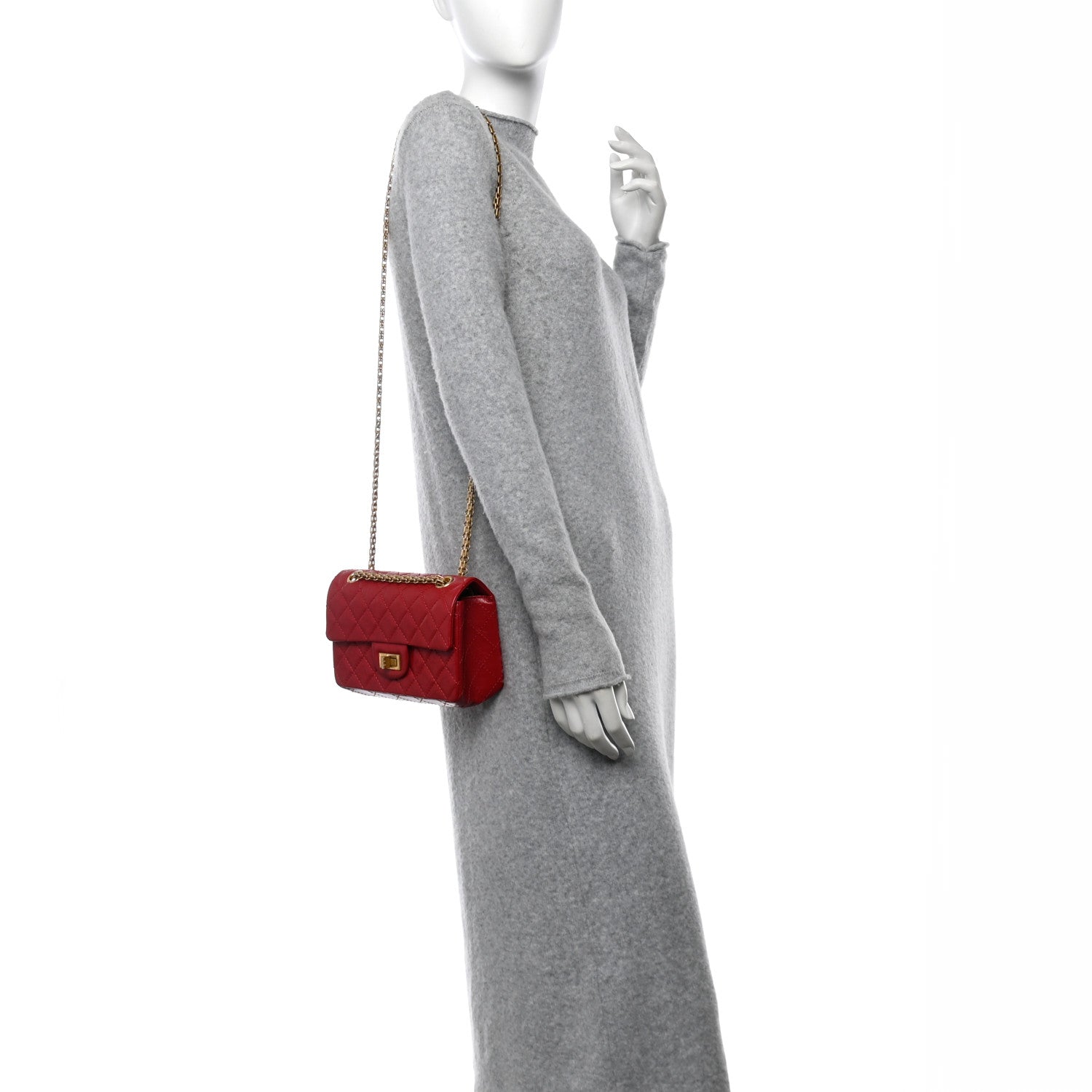 Chanel Aged Calfskin Quilted 2.55 Reissue Mini Flap Red 3 of 12