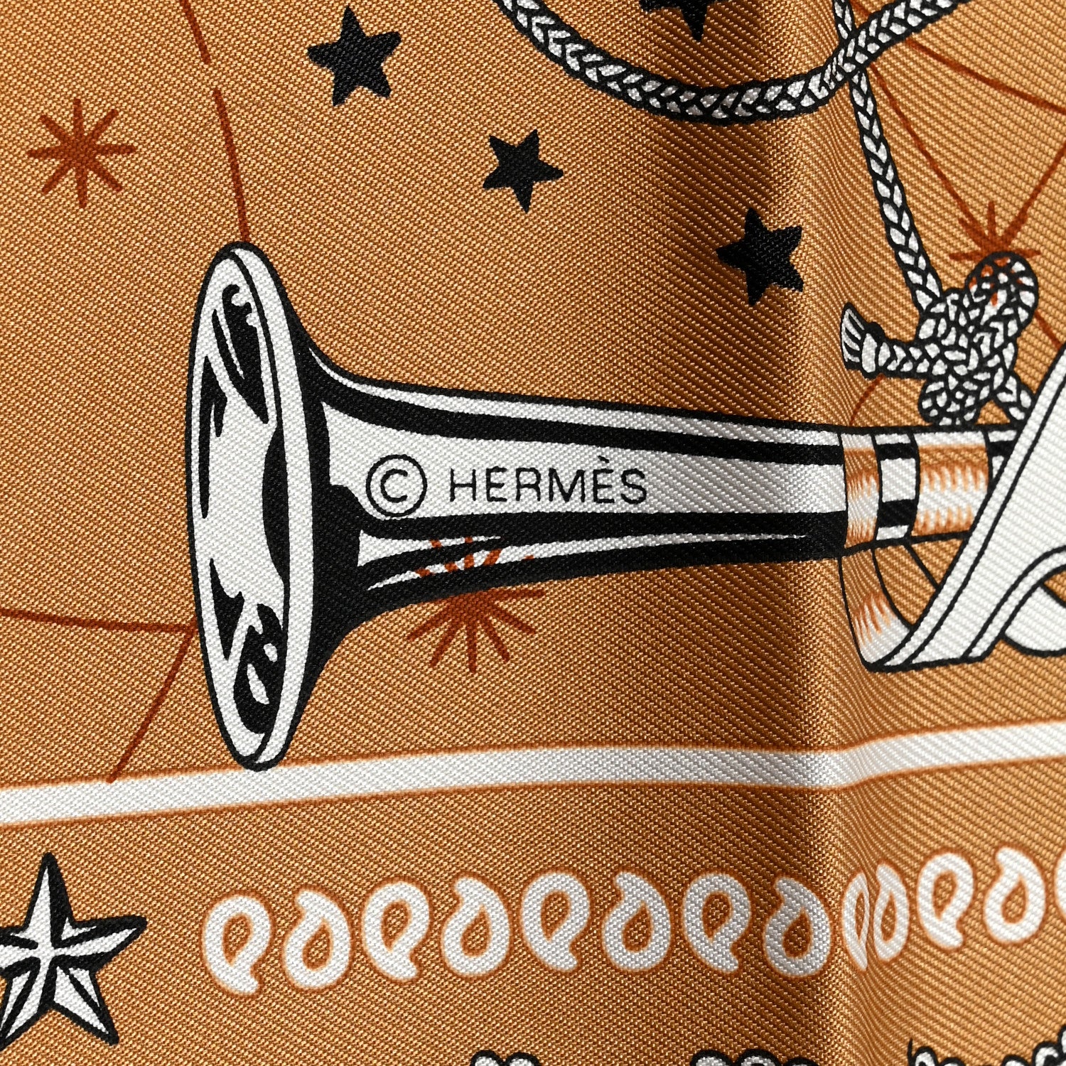 Hermes Silk Chorus Stellarum Bandana Scarf 55 Beige Dore White 4 of 5