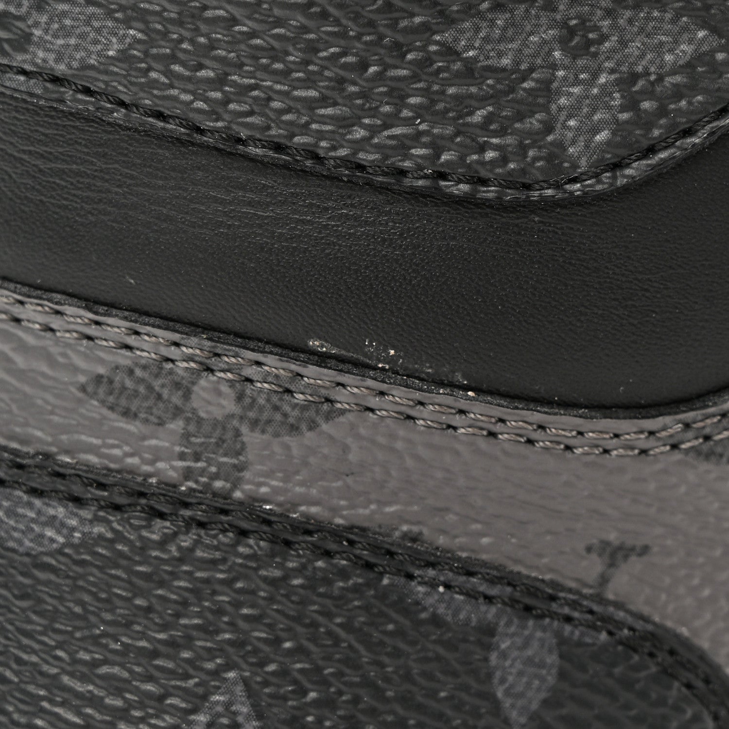 Louis Vuitton Calfskin Monogram Eclipse Mens Rivoli High Top Sneakers 9 Black Grey 11 of 12