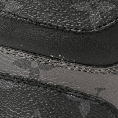 Louis Vuitton Calfskin Monogram Eclipse Mens Rivoli High Top Sneakers 9 Black Grey 11 of 12