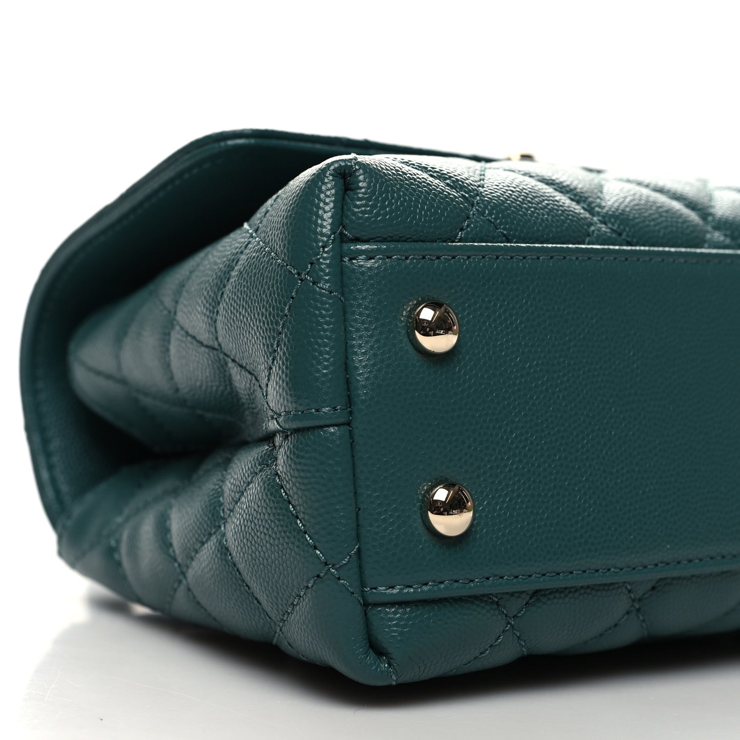 Caviar Quilted Mini Coco Handle Flap Green