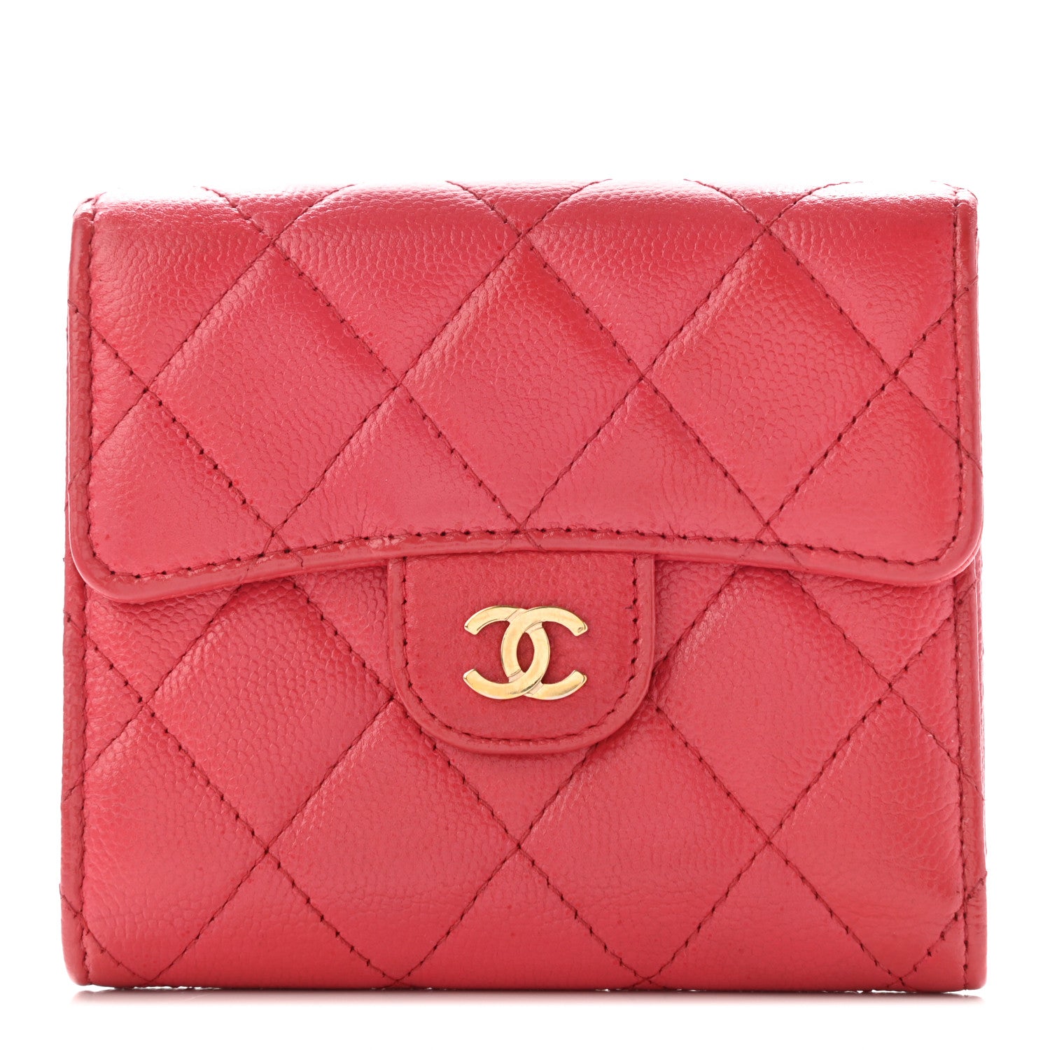 Chanel Caviar Quilted Compact Flap Wallet Red 1 of 9