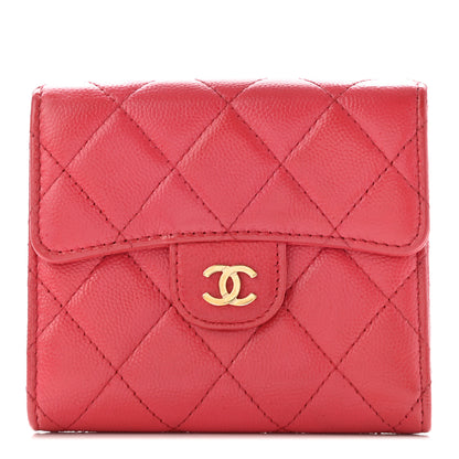 Chanel Caviar Quilted Compact Flap Wallet Red 1 of 9
