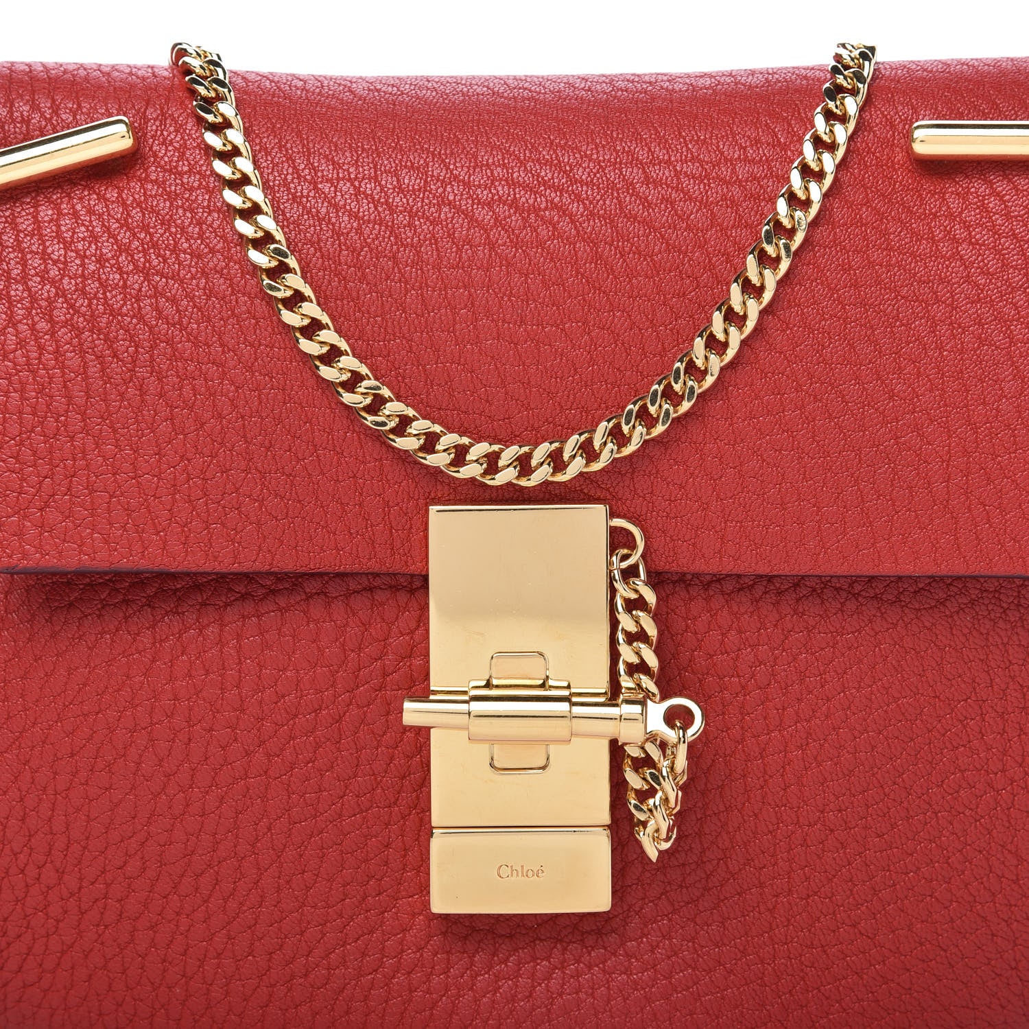 Chloe Grained Lambskin Mini Drew Shoulder Bag Plaid Red 10 of 11