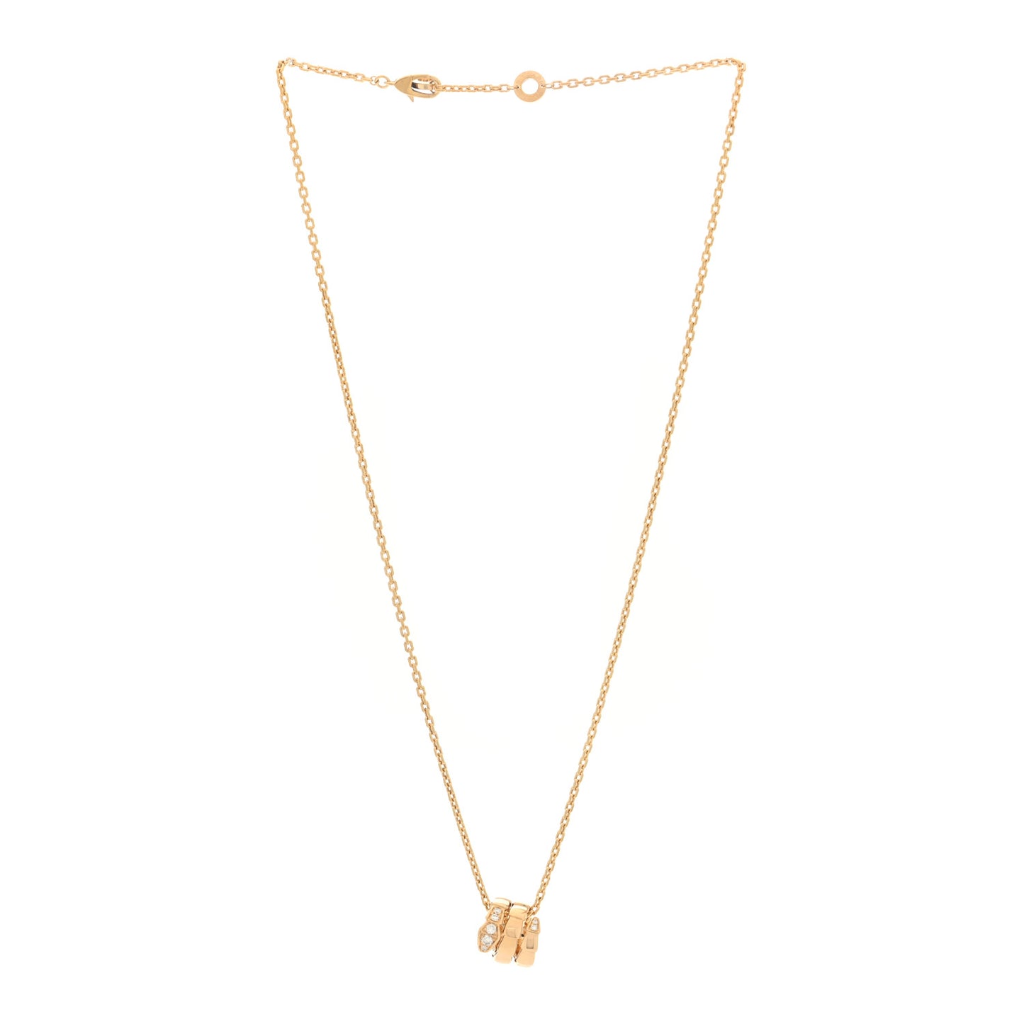 18K Yellow Gold Diamond Serpenti Viper Demi Pave Pendant Necklace