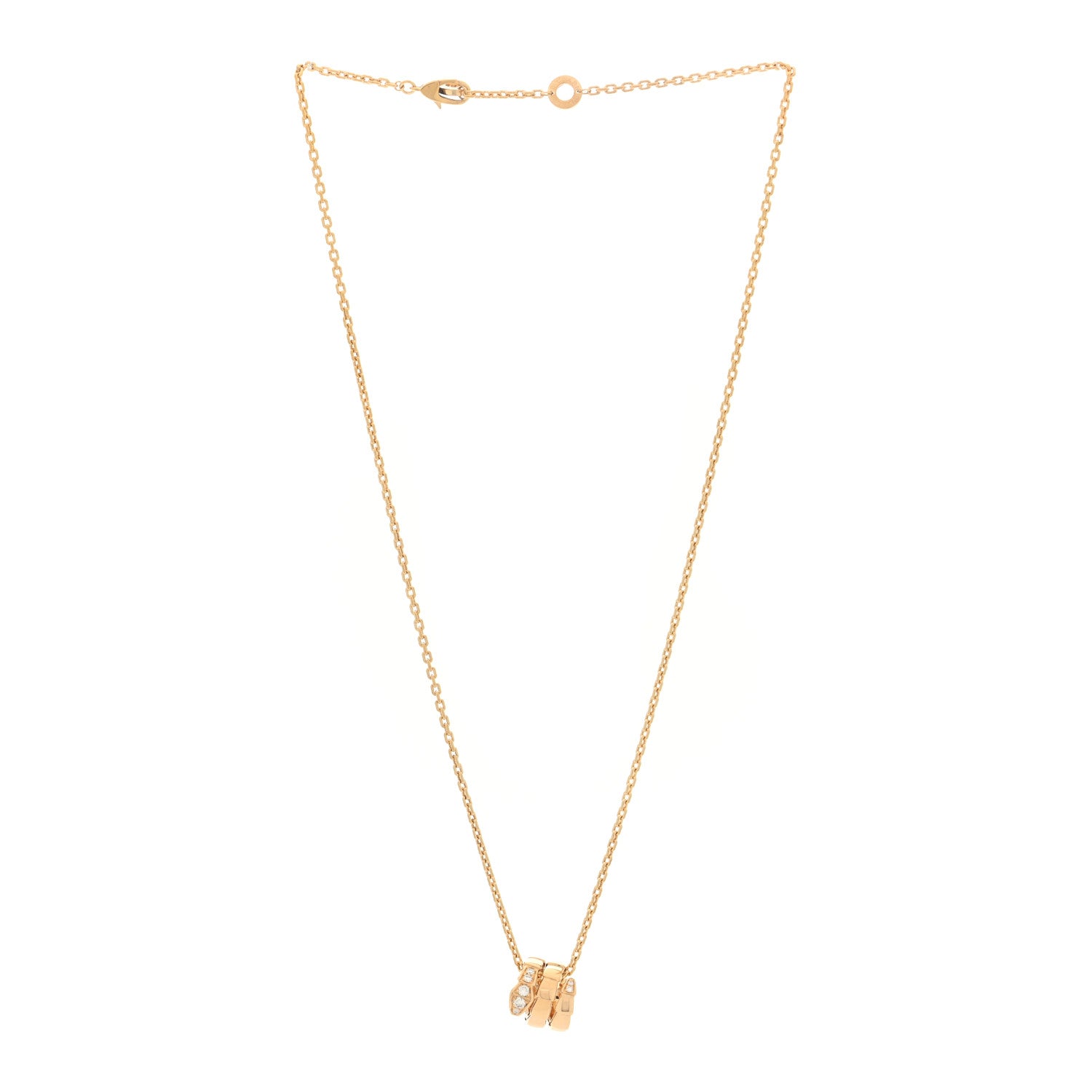 Bulgari 18K Yellow Gold Diamond Serpenti Viper Demi Pave Pendant Necklace 3 of 5