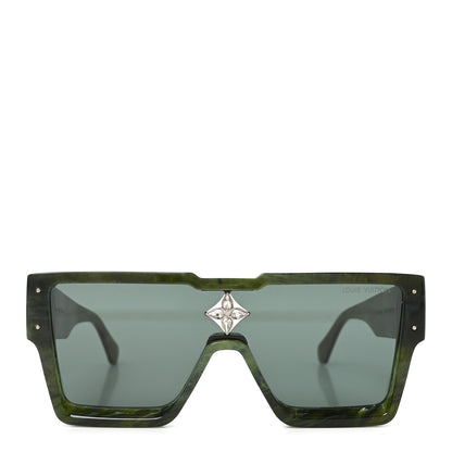 Louis Vuitton Acetate Marble Effect Swarovski Cyclone Sunglasses Z1552W Green 2 of 7