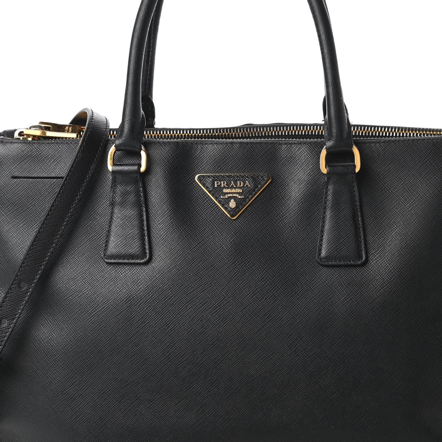 Saffiano Medium Galleria Double Zip Tote Black