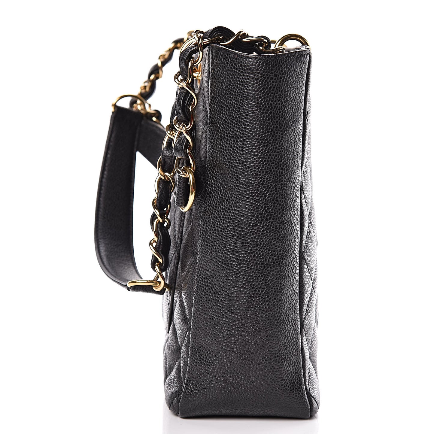 Caviar Quilted Petit Shopping Tote PST Black