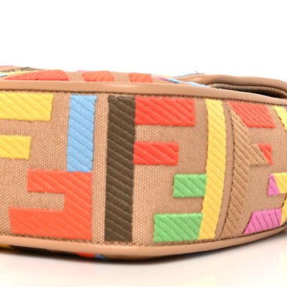 Fendi Canvas Vitello King FF Multicolor Embroidered Baguette Multicolor Cuoio 8 of 8