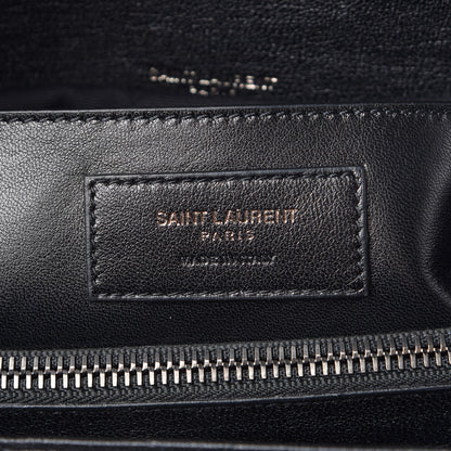 Saint Laurent Sheepskin Matelasse Chevron Monogram Large College Satchel Black 6 of 7