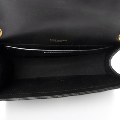 Saint Laurent Lambskin Mixed Matelasse Triquilt Medium Monogram Satchel Black 5 of 11