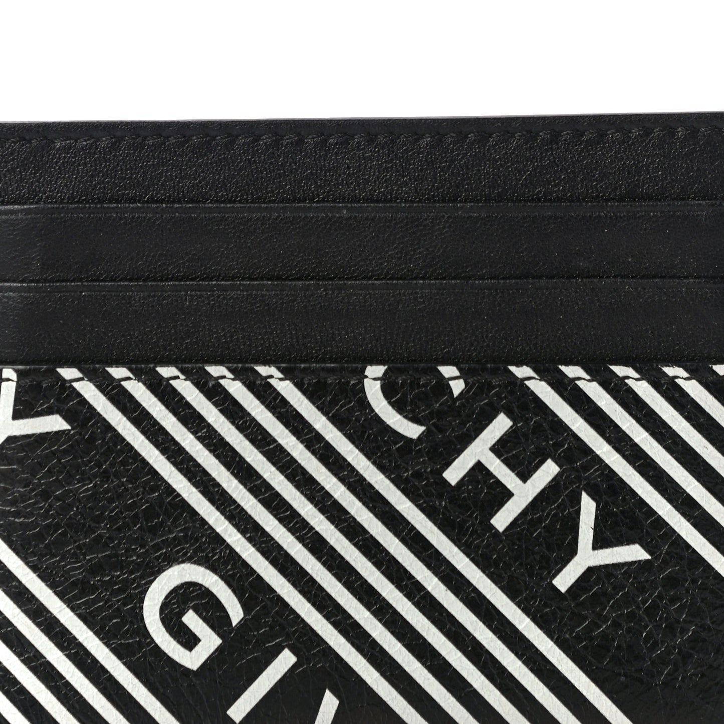 Lambskin Logo Printed Card Holder Black