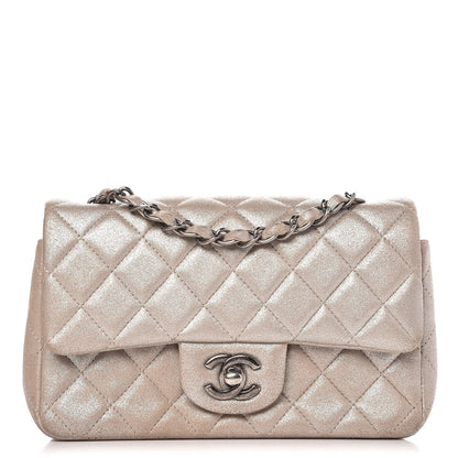 Chanel Iridescent Calfskin Quilted Mini Rectangular Flap Light Gold 1 of 9