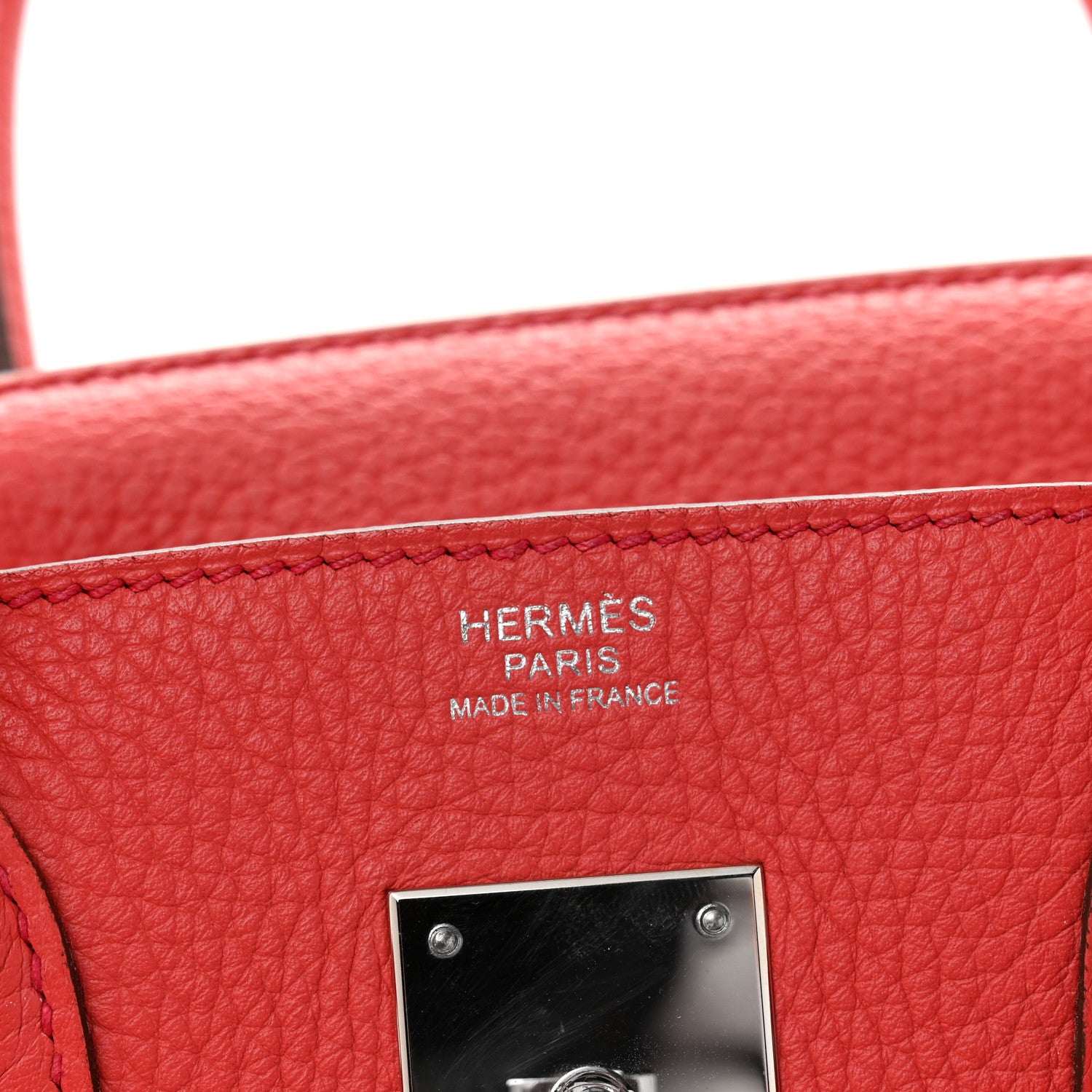 Hermes Taurillon Clemence Birkin 30 Geranium 6 of 13