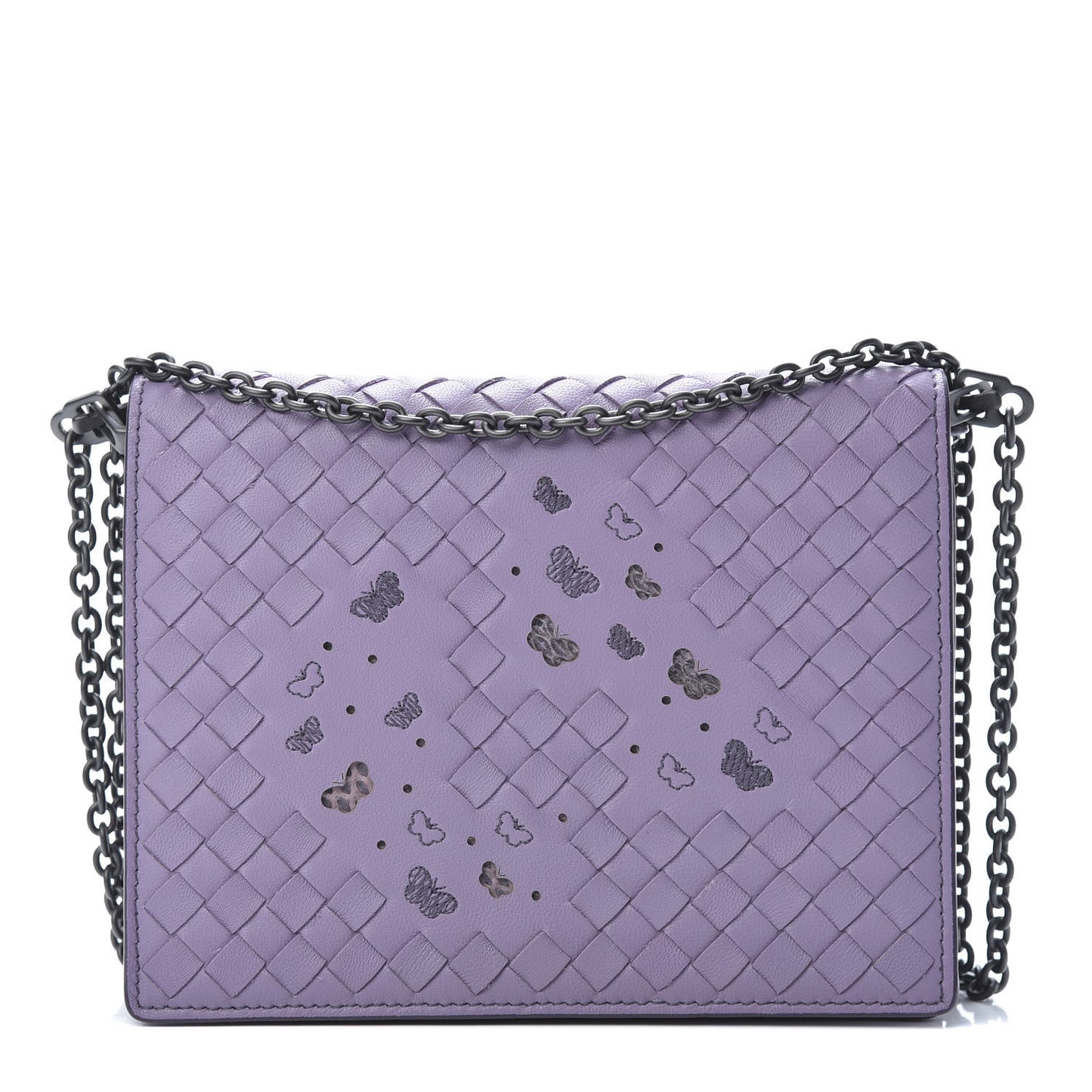 Nappa Ayers Intrecciato Butterfly Chain Wallet Lilac