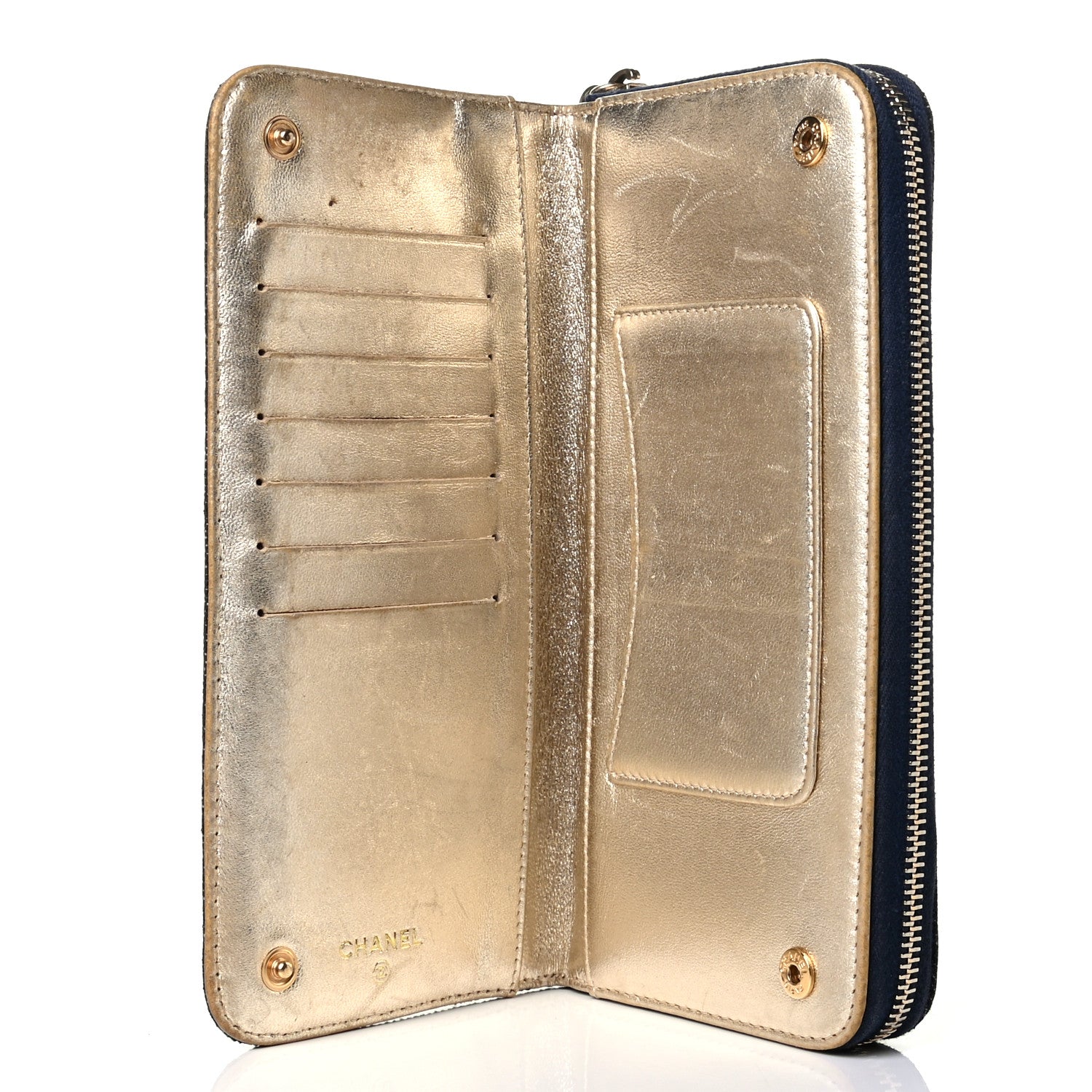 Chanel Denim CC Zip Around Wallet 5 of 9