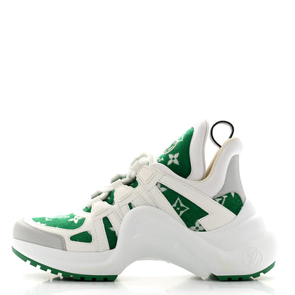 Louis Vuitton Jacquard Velvet Monogram LV Archlight Sneakers 37 White Vert 1 of 9