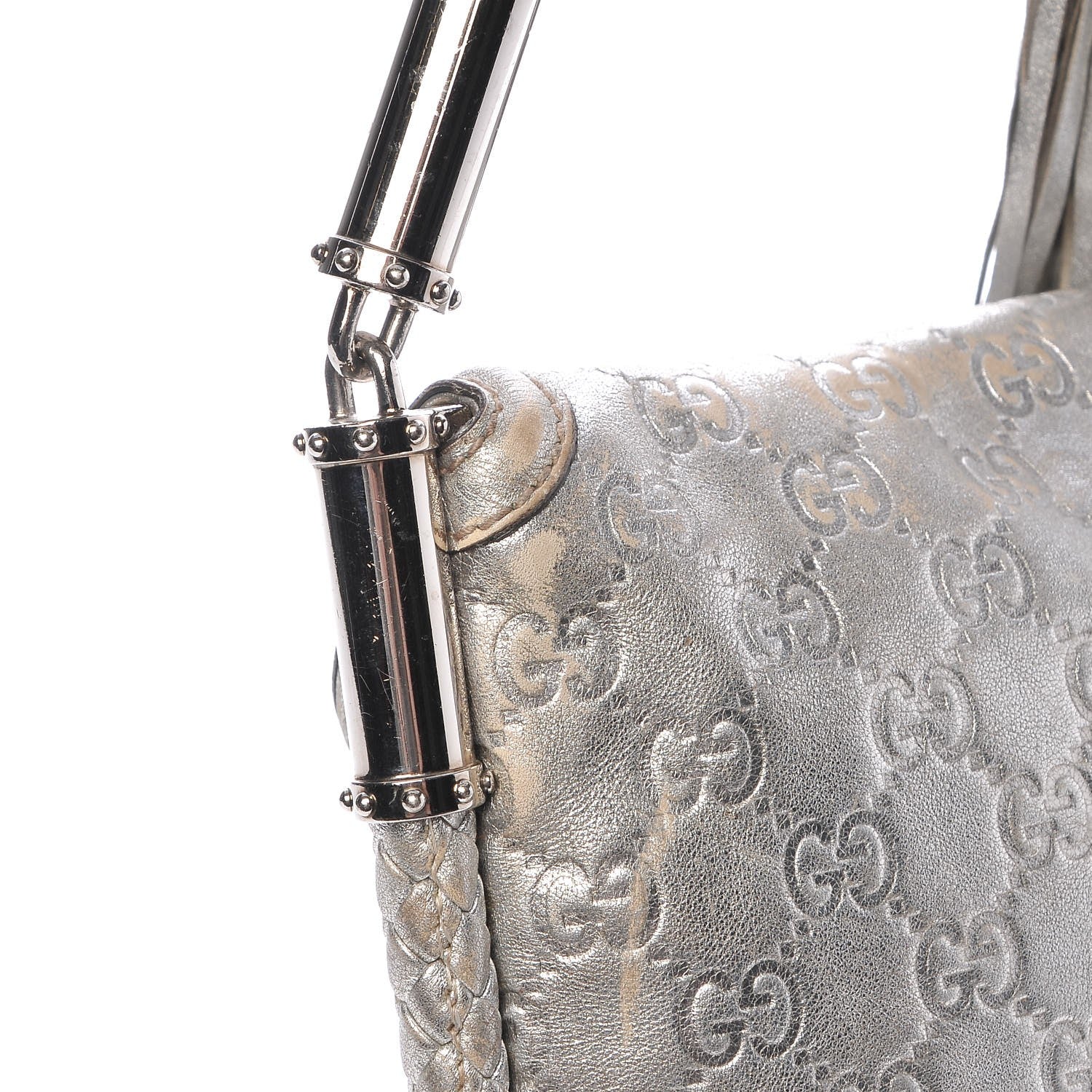 Gucci Guccissima Small Britt Tassel Shoulder Bag Silver 13 of 18