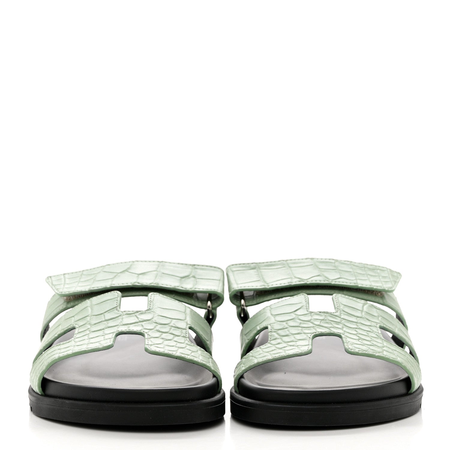 Hermes Matte Alligator Womens Chypre Sandals 38.5 Vert D'eau 2 of 9
