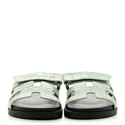 Hermes Matte Alligator Womens Chypre Sandals 38.5 Vert D'eau 2 of 9