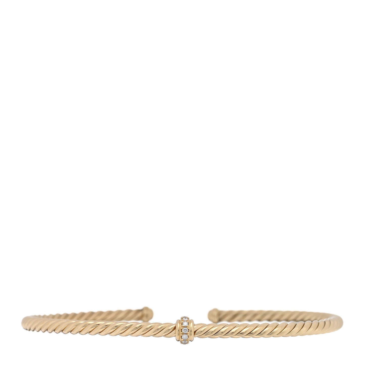 18K Yellow Gold Diamond 3mm Cablespira Single Station Bracelet