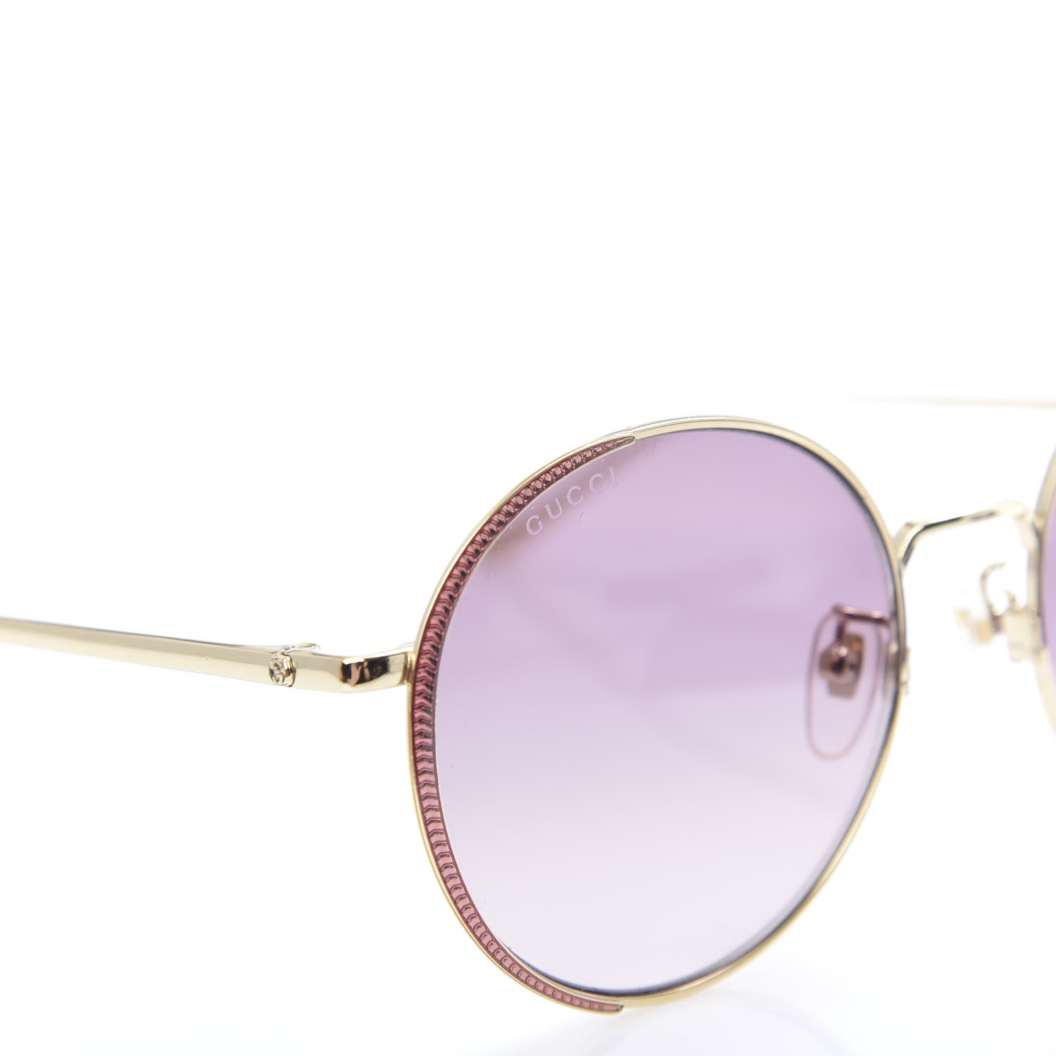 Gucci Round Sunglasses GG0401SK Gold Pink 7 of 8