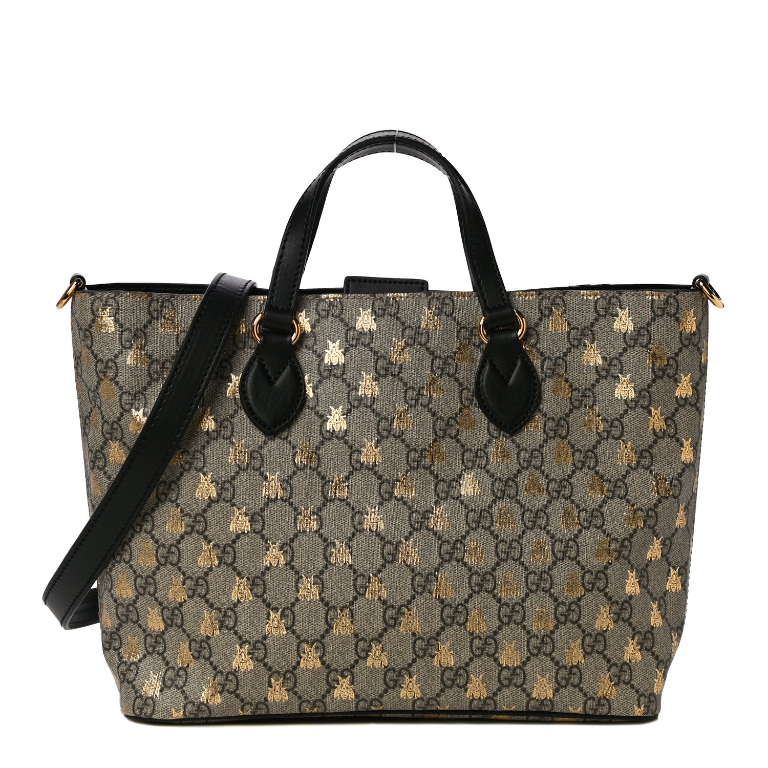 Gucci Soft GG Supreme Monogram Bees Small Crossbody Tote Beige Oro Black 1 of 10