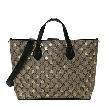 Gucci Soft GG Supreme Monogram Bees Small Crossbody Tote Beige Oro Black 1 of 10