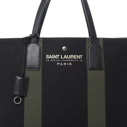 Saint Laurent Canvas Beach Shopping East West Tote Black 8 of 15