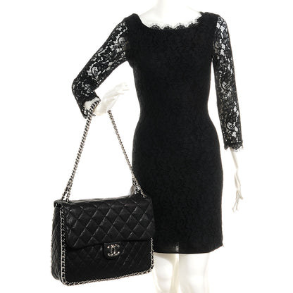 Chanel Washed Lambskin Chain Around Maxi Flap Bag Black 2 of 8