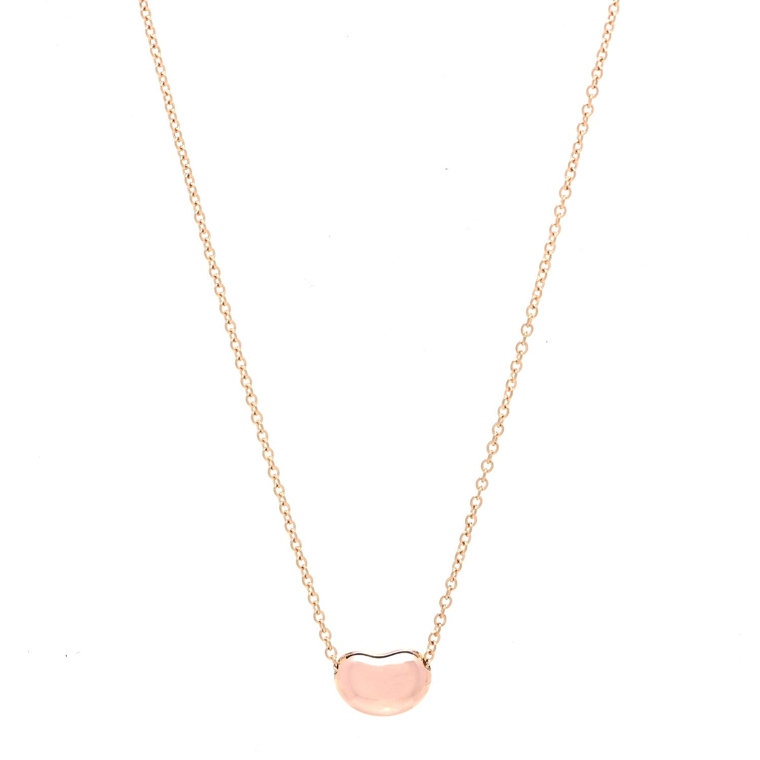 Tiffany 18K Rose Gold 9mm Elsa Peretti Bean Pendant Necklace 1 of 6