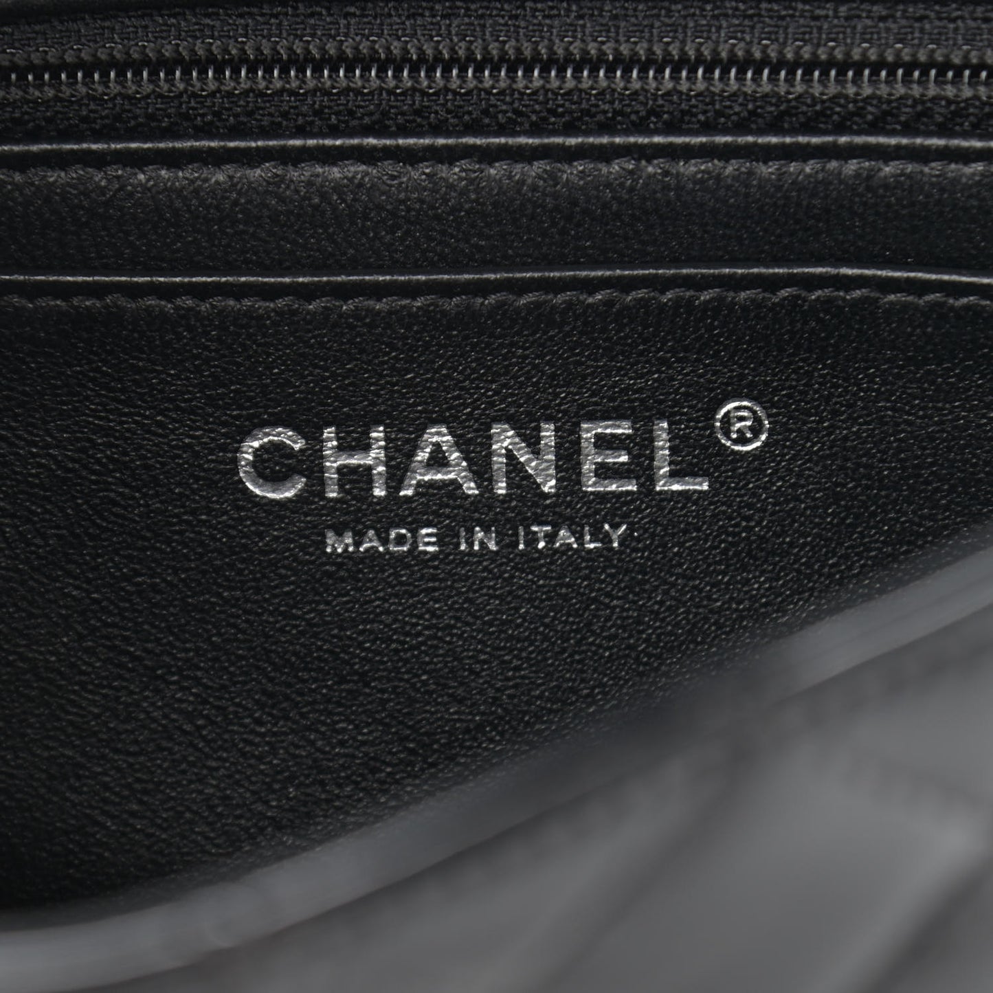 Patent Calfskin Quilted Mini Rectangular Flap Black