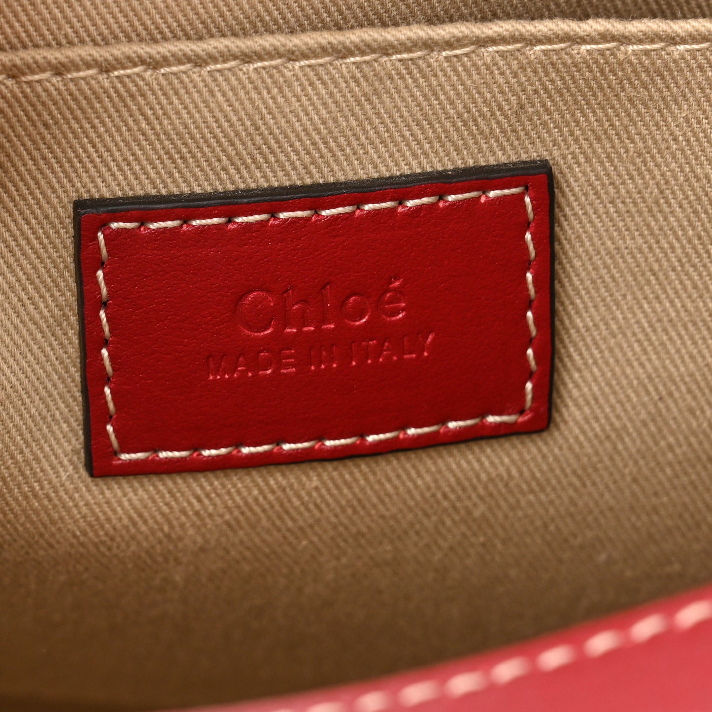 Cotton Calfskin Small Woody Ribbon Tote With Strap White Smoked Red