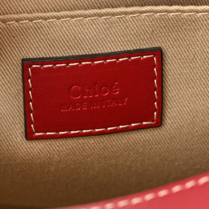 Chloe Cotton Calfskin Small Woody Ribbon Tote With Strap White Smoked Red 6 of 10