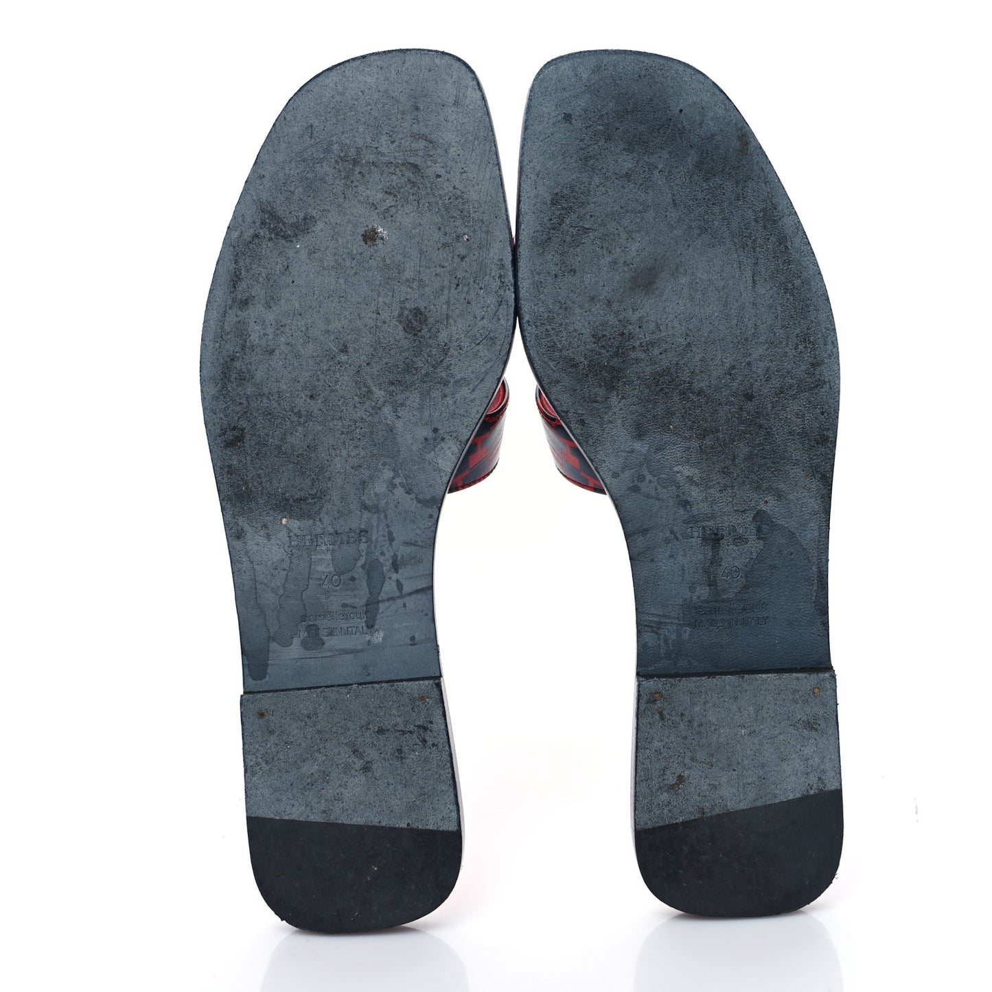 Calfskin Printed Op'H Oran Sandals 40 Marine Rouge