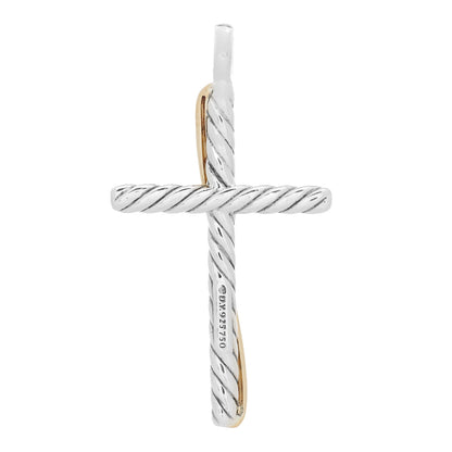 David Yurman Sterling Silver 18K Yellow Gold Crossover Cross Pendant 3 of 4