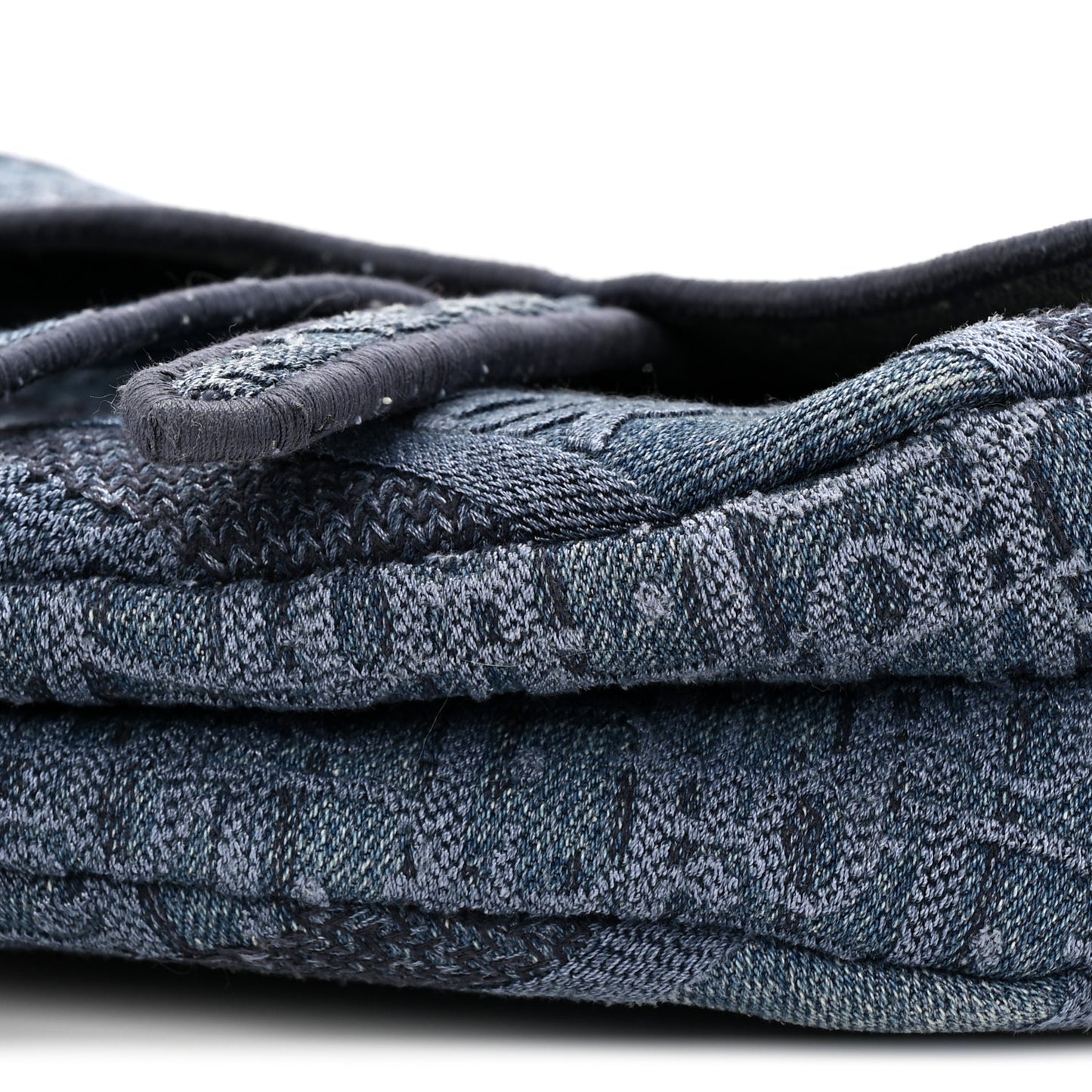 Oblique Embroidered Saddle Bag Denim Blue