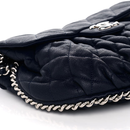 Chanel Washed Lambskin Quilted Mini Chain Around Flap Navy 8 of 9
