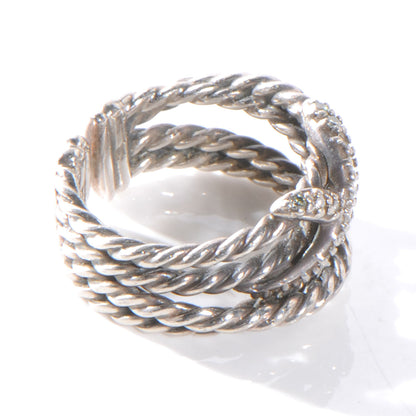 David Yurman Sterling Silver Diamond X Crossover Ring 6 3 of 5