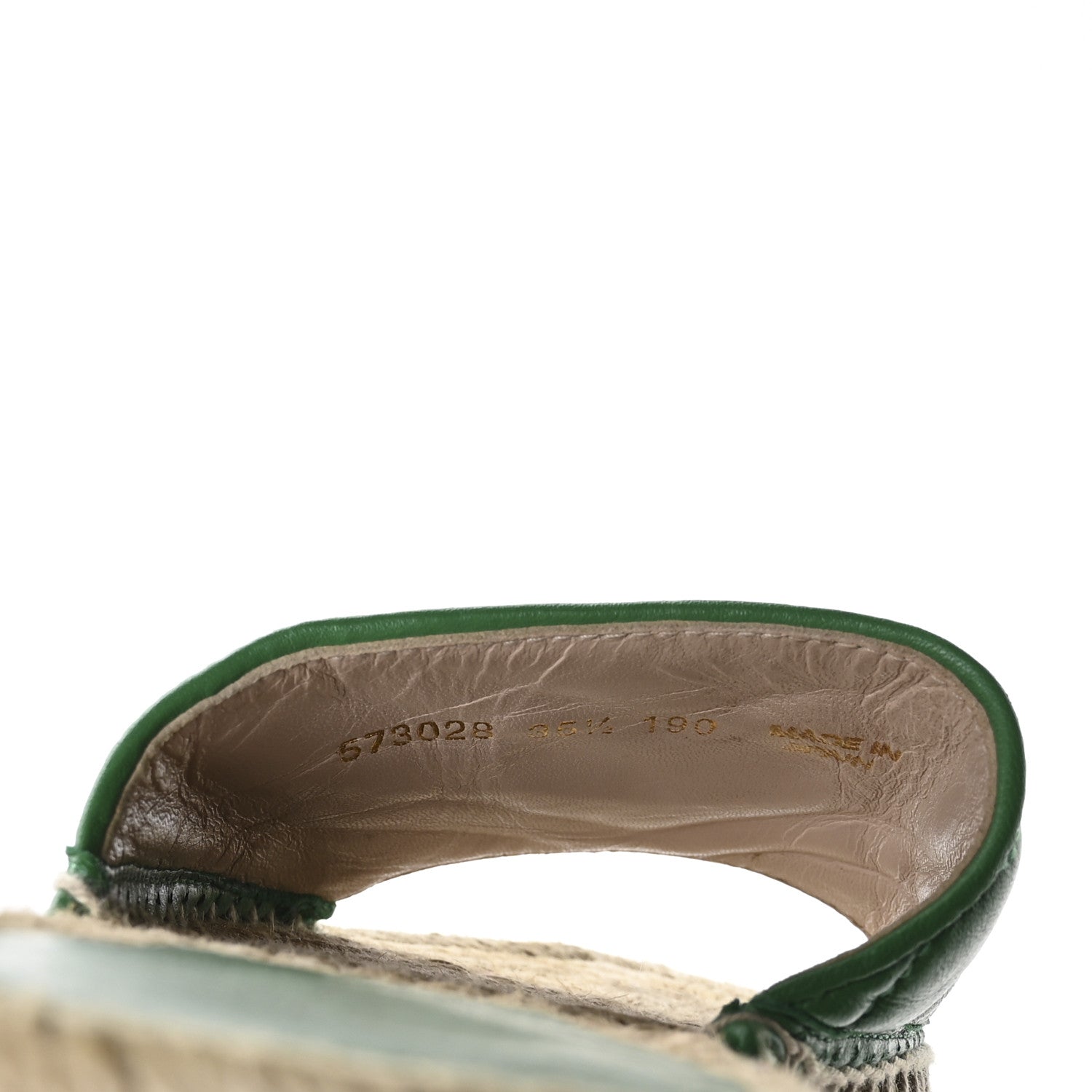 Gucci Nappa Matelasse GG Marmont Espadrille Slide Sandals 35.5 New Shamarock 8 of 8