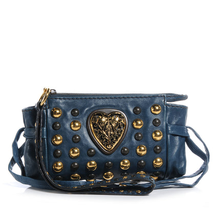 Gucci Leather Studded Babouska Clutch Ocean Blue 1 of 9