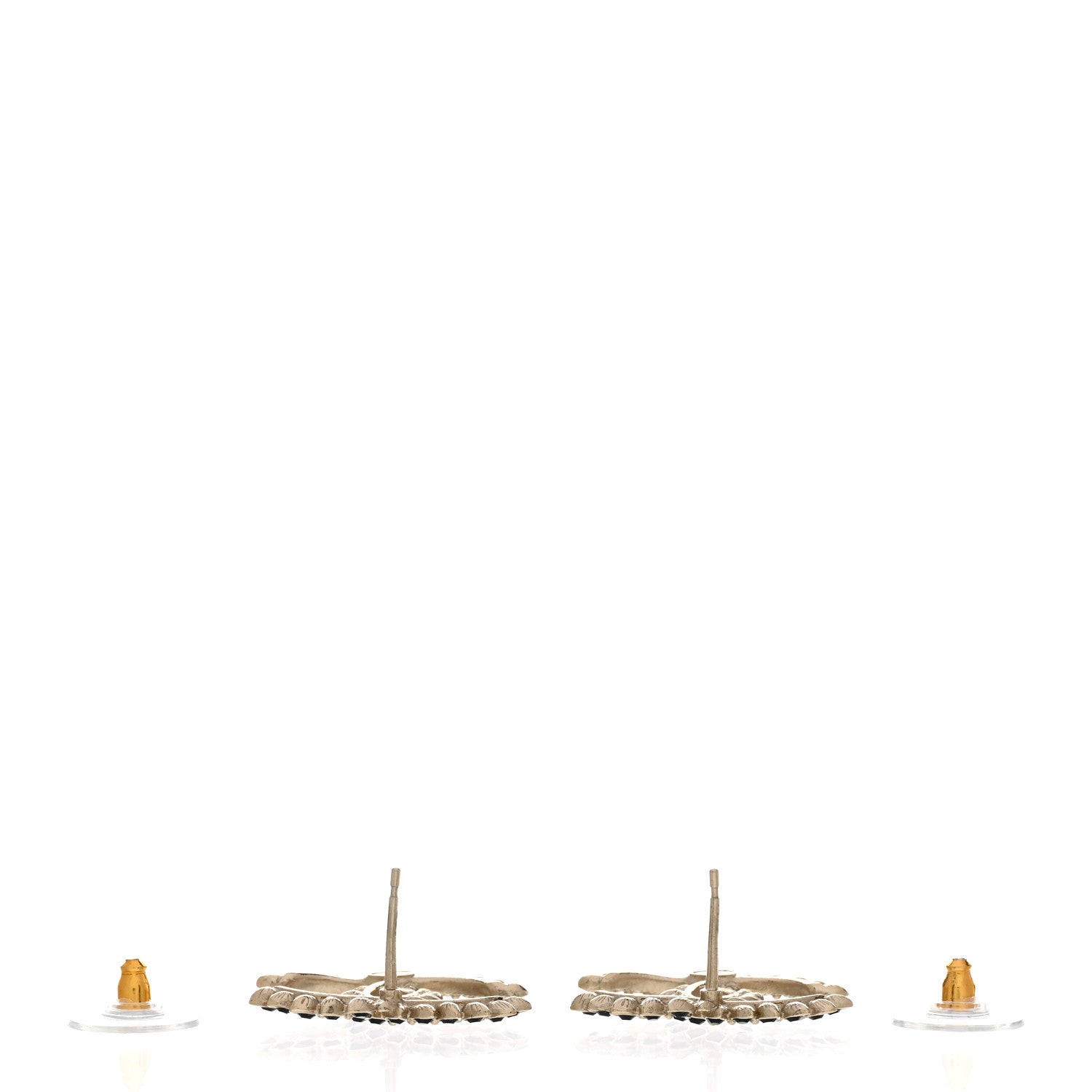 Chanel Strass Crystal Dazzling Wheat CC Earrings Black Gold 3 of 5
