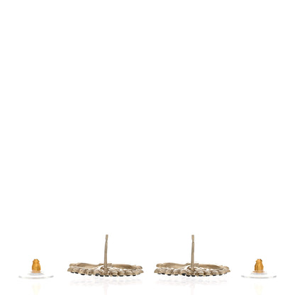 Chanel Strass Crystal Dazzling Wheat CC Earrings Black Gold 3 of 5