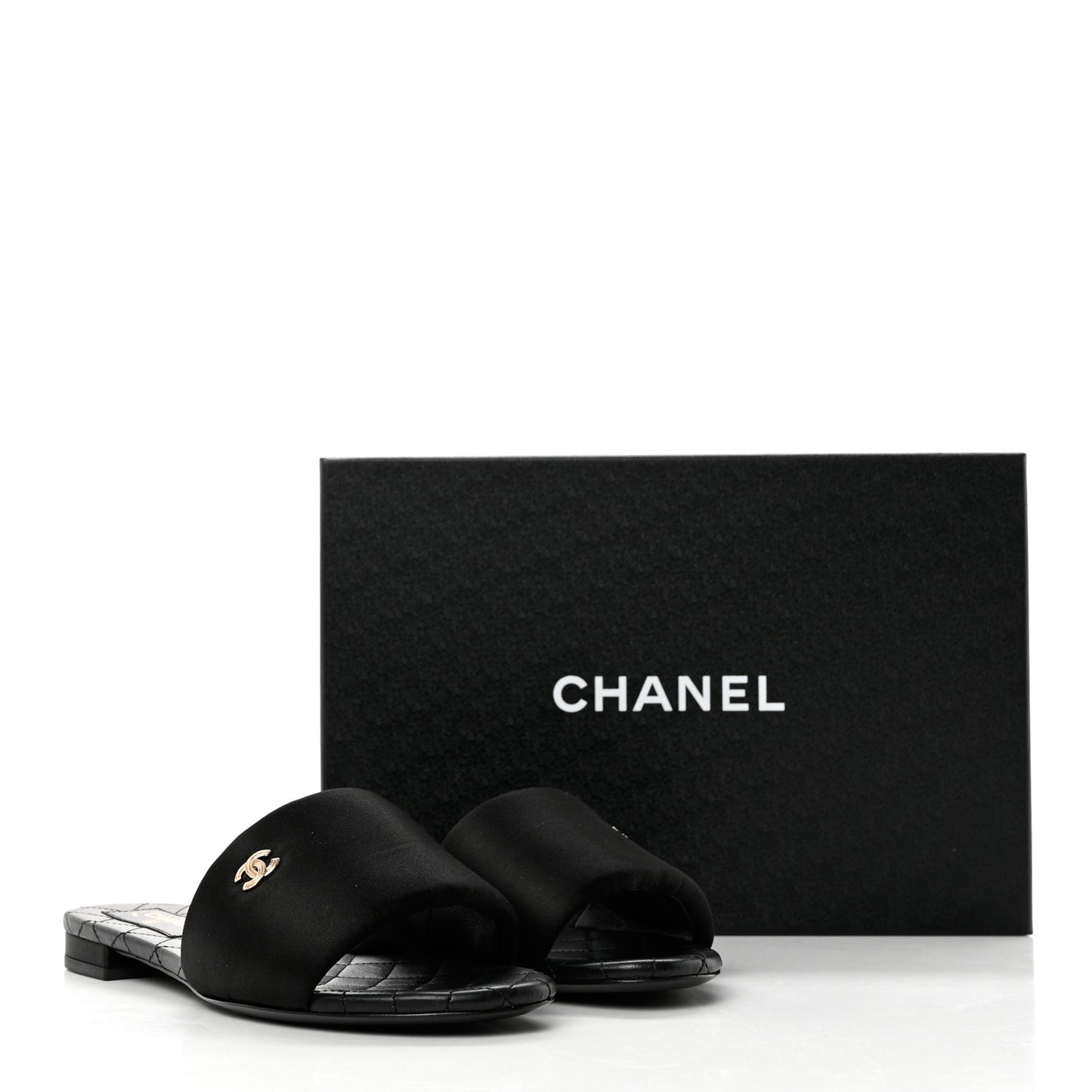Satin Mule Sandals 38.5 Black