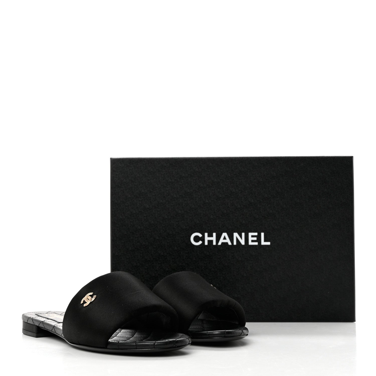 Chanel Satin Mule Sandals 38.5 Black 9 of 9