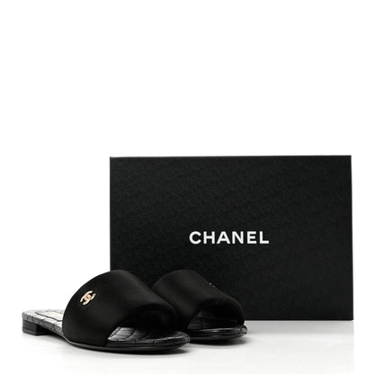 Chanel Satin Mule Sandals 38.5 Black 9 of 9
